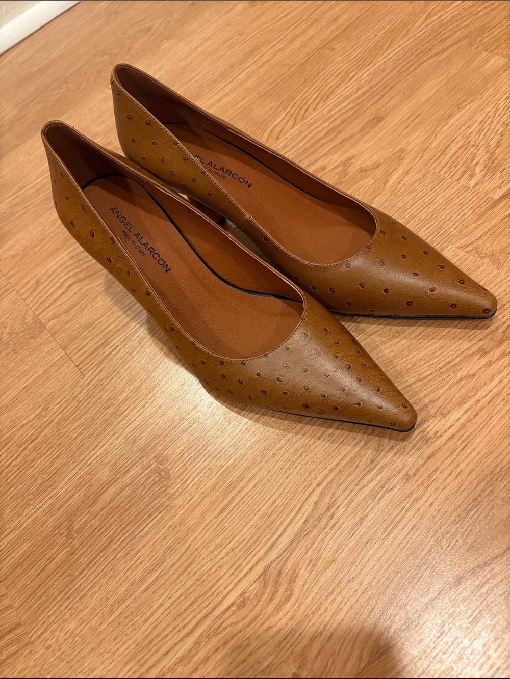 Ángel Alarcón Brown Pointed-Toe Low Heels